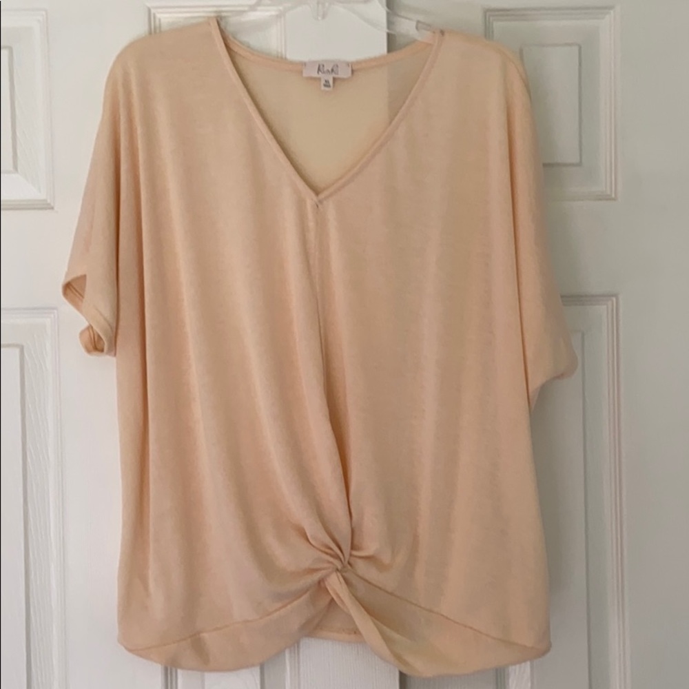 Riah Fashion - Cream Knot front top